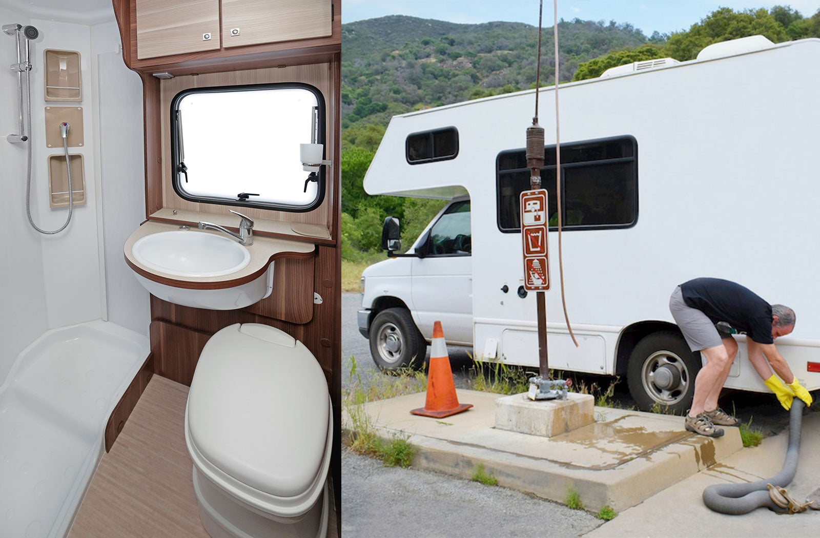 Portable RV/camper toilet and holding tank setup in Fenton, Michigan